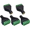 AAOTOKK 3,5 mm Terminale vite 4 Pin (1/8) Stereo TRRS Audio Femmina a AV 4 pin Femmina Terminale a vite Doppia traccia Cuffie Balun Adattatore convertitore senza saldatura(5 Pezzi/Femmina)