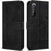 Bravoday Cover per Sony Xperia 1 III, Flip Custodia in Pelle PU Portafoglio Custodia per Sony Xperia 1 III, con Slot per Schede, Nero