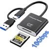 ROCKETEK CFexpress - Lettore di schede tipo A con 10 Gbps USB 3.2 (Gen 2), USB-C 2 in 1 + USB-A tipo B CFexpress adattatore CFe tipo A, lettore di schede compatibile con Windows/Mac OS/Linux/Android, per