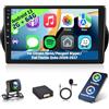 Techschermo [2+64G]Autoradio Android per Citroen Nemo/Peugeot Bipper/Fiat Fiorino Qubo 2008-2017 con Carplay & Android Auto - Radio Touchscreen da 10.1 Pollici con WiFi GPS DSP FM/RDS SWC + Telecamera di Backup