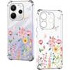Nuxiady Cover per Xiaomi Redmi Note 14 4G Version UE Antiurto Sottile silicone TPU Trasparente Case Fiore Disegni Antigraffio Bumper Cover per Redmi Note 14 4G, Farfalla Floreale