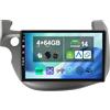 Keconsing 9 [4G+64G] Android 14 Autoradio per Honda Fit Jazz 2007-2014-Integrato Wireless CarPlay | Android Auto | DSP | GPS Sat Nav | Bluetooth 5.0 | Wifi | 4G | Mirror Link | 360° Panoramica+CAM&MIC