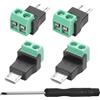 QIANRENON Connettore di ricarica micro USB a 2 pin, senza saldatura, adattatore da micro USB maschio a 2 pin, adattatore a crimpare 5 V 3 A MicroUSB 2.0 terminale a vite senza saldatura, non può