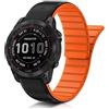 ToVioc Cinturini Silicone per 47mm of Garmin Fenix E/Fenix 8 Pro/Tactix 8/Quatix 8/D2 Mach 2, Cinturino Magnetico QuickFit 22mm per Garmin Quatix 7 Pro/6/6 Titanium, Descent G2 - Nero & Arancio