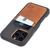 Dockem Custodia Portacarte in Tessuto per iPhone 16 Pro Max con Piastra Metallica Integrata per Montaggio Magnetico, Portafoglio in Vera Pelle con 2 Slot per Carte: M2F [Grigio e Marrone Chiaro]