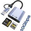 CyberPrism Lettore di Schede CFexpress Tipo A e SD con USB 3.2 (Gen 2) 10 Gbit/s, 2-in-1 USB-C&USB-A Adattatore Lettore di Schede di Memoria CFexpress tipo A Compatibile con Windows/Mac/Linux/Android