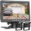 podofo Telecamera posteriore da 7 pollici con 2 telecamere posteriori, kit telecamera posteriore Podofo 18 IR LED visione notturna IP68 telecamera di backup impermeabile per camion RV Bus 9V-35V