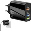 tiyiyok Caricatore USB C 65W 5 porte USB Multiple Presa Caricabatterie Rapido con 2 USB C + 2 USB + 1 QC 3.0, Tipo C Fast Charger Universale, compatibile con smartphone, tablet, batterie esterne