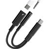 WASRUYI Adattatore USB C a 3.5mm Cuffie(2in1)per Apple iPhone 16 15 Cavo Aux Audio Type-C Ricarica Splitter per ipad tipo c Caricatore Convertitore Accessori compatibile per Samsung Headphone Microfono Dongle