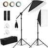 NiceVeedi Kit Luce Fotografica Niceveedi 50 * 70 cm, 2 Softbox 2700K-6500K con Lampadine da 85 W e Braccio da 150 cm, Luce Video con Treppiede da 2 * 203 cm, per Registrazione Video (5070(2 PACK))