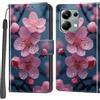 Haninsuze Cover per Xiaomi Redmi Note 13 Pro 4G / Poco M6 Pro 4G, Custodia Interno TPU Antiurto Portafoglio con Disegni [schede Fessura] [Supporto Stand] Cover Libro in PU Pelle (Fiore di pesco)