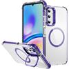 Yarxiawin Custodia per Samsung A05s, Nero Anello Magnetico Compatible con MagSafe per Samsung Galaxy A05 s Cover Trasparente Antiurto Rigido Anti-ingiallimento Case Sottile (Viola)