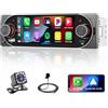 Roinvou Autoradio Bluetooth 1 Din Compatibile con Carplay e Android Auto, Stereo Auto con Schermo Touch 5.1 - Vivavoce Bluetooth, Mirror Link, Radio FM, USB/Type-C, EQ e Telecamera Posteriore