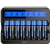 Hixon Batteria AA ricaricabile, 8 batterie al litio AA 1,5 V 3500 mWh con 8 slot Smart Display LCD, batterie al litio AA ricaricabili a lunga durata