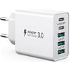 sccvee Caricatore USB C 50 W Multifac, 5 porte USB C e USBA, alimentatore di rete USB da parete, Fast Charge PD20 W, adattatore di alimentazione compatibile con iPhone 11/12/13/14/15/16/Galaxy S21/S22/S23