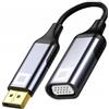 Co2 DisplayPort a VGA D-SUB 2K/60Hz, Full HD 1080p, Plug & Play, placcato oro, cavo unidirezionale, convertitore, compatibile con laptop, monitor, proiettori, alluminio grigio spazio (2K)