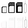 FirSea 2 Sets SIM Card Adapter Kit Include Nano Sim Adapter/Micro Sim Adapter/Needle/Storage Sheet Standard 4 in 1 Converter Kit con Vassoio in Acciaio Eject Pin (Nero+Bianco)