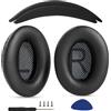 YunYiYi Cuscinetti auricolari + fascia di ricambio compatibili con cuffie sovraurali Bose QuietComfort 45 QC45 35 QC35, QC35 II, facili da installare, parti in pelle proteica (kit nero)
