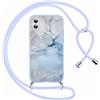 Foonary Cover con Cordino per Apple iPhone 16 6,1, Custodia con Laccio Collana Tracolla Aesthetic Disegni Morbido Antiurto TPU Necklace Regolabile Protettiva Corda Case per iPhone 16, Marmo 2
