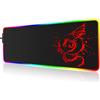 Foulrog Tappetino per mouse da gioco RGB,grande tappetino per mouse a LED incandescente con 15 modalità di illuminazione e USB,superficie liscia,impermeabile,per giochi,MacBook,PC,laptop,scrivania(rosso)