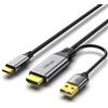 fairikabe Cavo HDMI a USB-C 4K60Hz, HDMI 2.0 a USB-C da 6,6 piedi, adattatore di cavo in grafene morbido, collegare laptop, PC, PS5, Xbox, Steam Deck Dock con monitor e cuffie