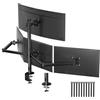 PUTORSEN Supporto per monitor da 17 a 32 pollici, completamente regolabile, resistente, 4 bracci per monitor, carico massimo 10 kg per schermo, morsetto/passacavo, VESA 75/100 mm, nero