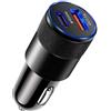 EVISTR Adattatore per caricabatterie da auto USB C - Caricatore USB per accendisigari con ricarica rapida PD 20W 5A e doppia porta QC 3.0 per iPhone 15 Pro Max/14/13 Samsung Galaxy 23/22/21