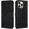 Bravoday Cover per iPhone 15 PRO Max, Flip Custodia in Pelle PU Portafoglio Custodia per iPhone 15 PRO Max, con Slot per Schede, Nero