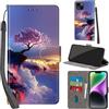 PHINIENLAND Cover per iPhone 15 Plus Case PU Pelle Custodia [Kickstand] [Chiusura magnetica] [Slot per Schede], Portafoglio Flip Custodia per iPhone 15 Plus,Montagna