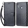 KENHONER Compatibile Cover con Honor 10 Lite/Huawei P Smart 2019,Premium Pelle PU Portafoglio Flip Libro Custodia Cover per Huawei P Smart 2019 [Protezione Completa] (Nero)