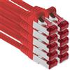 1aTTack.de - 10x 1m cavo patch CAT6 S/FTP schermatura PIMF CAT.6 cavo di rete RJ45 cavo Ethernet DSL router LAN switch modem pannello patch - rosso - 10 pezzi