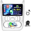 Hikity 4+64G Autoradio Android per Renault Logan 1 Sandero 2009-2015 Largus Dacia Duster Wireless Carplay 9''Incell Schermo per Auto Android Auto WiFi Touchscreen Bluetooth5.0 GPS Retrocamera