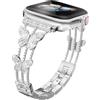 MaEiol Cinturino Metallo per Apple Watch 49mm /45mm /44mm /42mm /46mm(Serie 11/10), Donna Ricambio con Strass Glitterati Farfalla per Apple Watch Ultra/SE/Serie 11 10 9 8 7 6 5 4 3 2 1, Argento