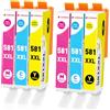 CLYWENSS 581 XXL Cartucce d'inchiostro Colore Compatibili con Canon CLI-581XXL per Pixma TR7550 TR8550 TS9550 TS6150 TR8500 TS6151 TS6250 TS6251 TS6350 TS6351 Cartuccia, 6-Pezzi (Ciano Magenta Giallo)