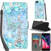 Haninsuze Cover per iPhone SE 2022 5G/SE 2020/7/8 Custodia Cover Pelle Libro Portafoglio con Porta Carte Magnetica Protezione Antiurto Cuoio Flip Case Custodia Cover per iPhone SE2/SE3, Torre