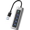 SETMSPACE Hub USB, Hub USB 3.0 Nessun Ritardo, USB Hub con trasmissione a 5Gbps, Multi USB per PC, Laptop, Windows, Mac OS 10.X e superiori, Linux, Android