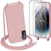 DiDaDi Cover per Samsung Galaxy S21 - Custodia con Corda - Case con Cordino Opaca Antiurto/Bumper con Laccio/Tracolla - Practical Stylish per Collo Rosa