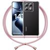 ANFAIRLACE Cover Cordino Compatibile con Xiaomi 14T 5G, Custodia Trasparente TPU Morbido Silicone Laccio Chiaro Case, Rosa
