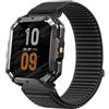 GIOPUEY 22mm Cinturini Compatibile con Blackview W60/W70 Pro/W80 PRO, Nylon Traspirante Sport Loop Cinturino in Morbido Nylon Intrecciato Strap Band - Black