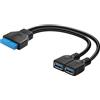 YACSEJAO Dual USB 3.0 a scheda madre 19/20pin Y cavo splitter USB 3.0 A Female a 20 pin Female Intestazione scheda madre 5 Gbp/s Data Sygn Transmission Adapter