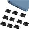 JCKD 10 Pezzi di Tappi Antipolvere Neri, Tappi Antipolvere della Porta USB 3.1 Type-C per Smartphone Huawei, Xiaomi, Samsung, compatibili con la Maggior Parte dei Tappi Antipolvere in Silicone Type-C