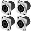 YINETTECH 4 connettori per presa Speakon per montaggio a pannello, 4 poli, femmina, quadrato, in metallo, compatibili con Neutrik Speakon NL4MP NL4MPR NL4FC