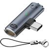 QIANRENON PD100 W USB-C 2-in-1 Adattatore Tipo C con Presa TRRS 3,5 mm - Ricarica Rapida e Convertitore Cuffie con Foro di Sospensione