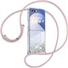 Ptny Cover per Samsung Galaxy Z Flip 7 Cover con Laccio, Trasparente TPU Glitter Sabbie Mobili Custodia con Laccio a Tracolla Cordino Regolabile per Samsung Galaxy Z Flip 7 Custodia