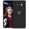 POUHYE Cover per Samsung Galaxy S8 Plus Custodia Originale, Gomma Gel di Silicone Liquida Cover con Protezione Fotocamera, Morbida Sottile e Antiurto AntiGraffio Case con Motivo a Amore Cuore Nero