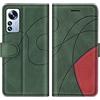 KKEIKO Cover Compatibile con Xiaomi Mi 12 PRO, Custodia in PU Pelle per Xiaomi Mi 12 PRO, Portafoglio Cover a Libro con Slot per Carte, Verde