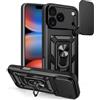 ESHUYI Cover per iPhone 17 Pro Max con Custodia per Fotocamera Scorrevole e Supporto ad Anello [Custodia Paraurti Compatibile con Supporto Magnetico per Auto], Nero