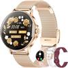 Colesma Smartwatch Donna Con Chiamate Bluetooth,1.27'' AMOLED Orologio Smartwatch Con 24H Frequenza Cardiaca/SpO2/Sonno Monitorare, 120+ Modalità IP68 Orologio Sportivo per Android iOS (Oro Rosa, 4 Cinturini)