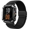 GIOPUEY 22mm Cinturini Magnetica Compatibile con Blackview W60/W70 Pro/W80 PRO, Cinturino in Morbido Nylon Intrecciato [Unisex] [Traspirante] - Black
