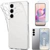 N NEWTOP Custodia Compatibile con Samsung Galaxy S25 Plus, Morbido TPU CLEAR Silicone Anti Graffio Trasparente Slim Sottile Flessibile Case Posteriore Proteggi Vetro (cover +2 Pellicola)